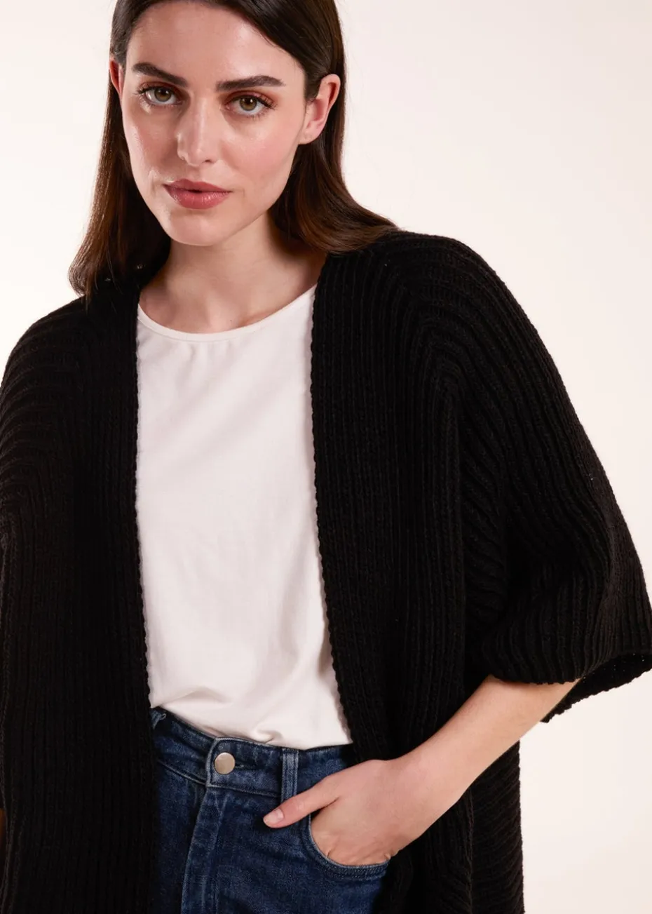 Blue Vanilla Black Knitted Mid Length Cardigan