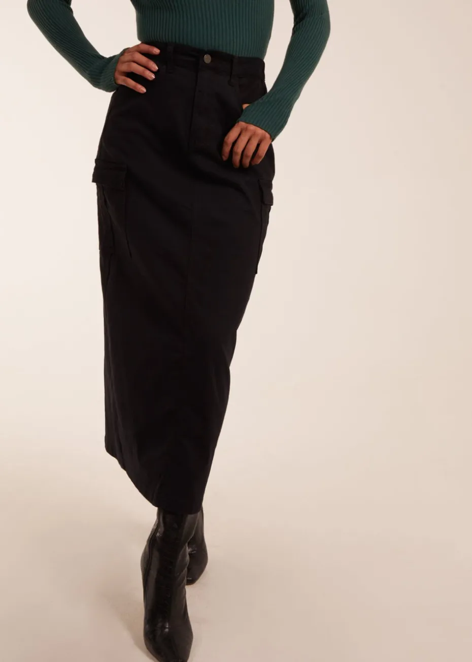 Blue Vanilla Black Pocket Midi Skirt