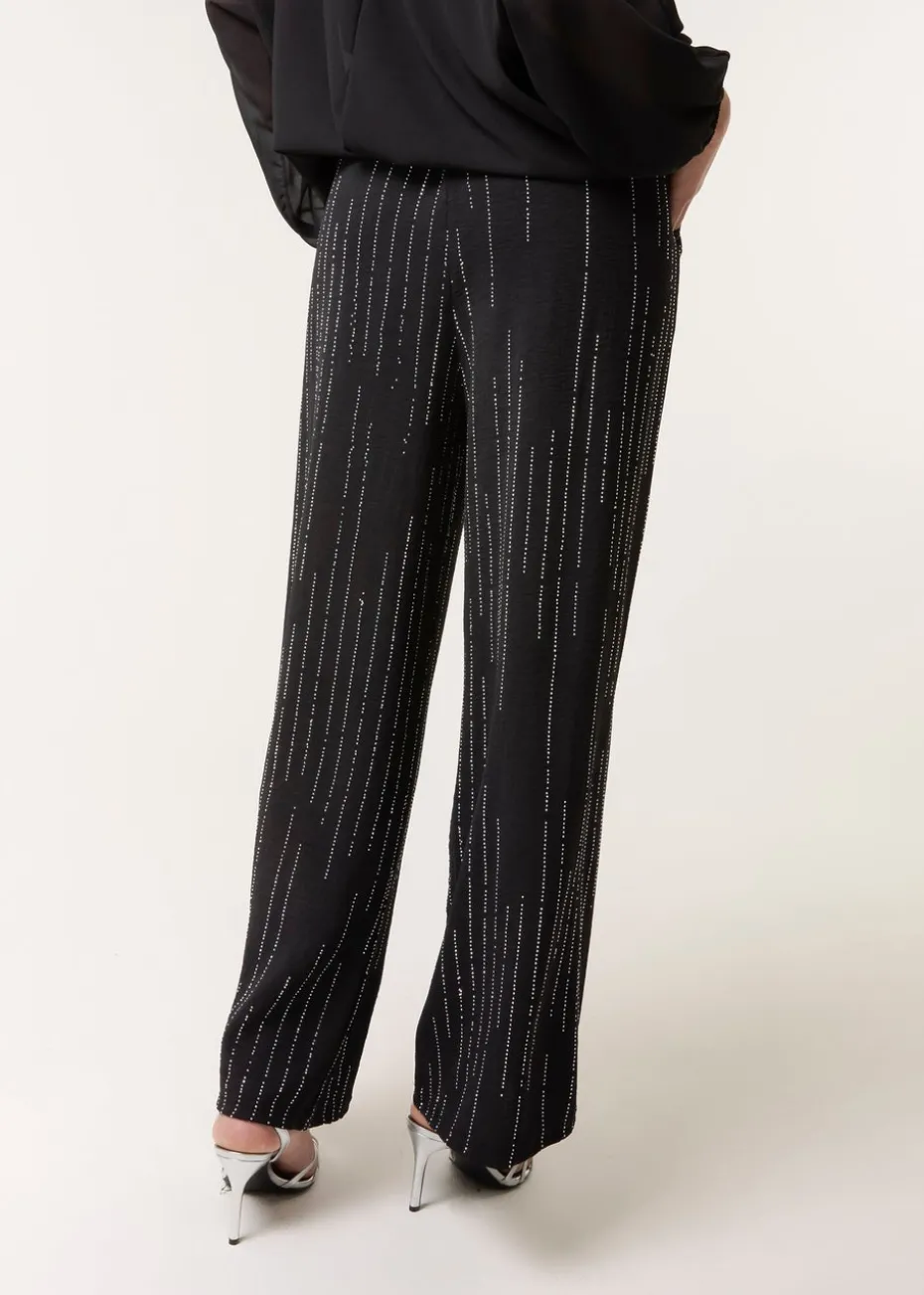Blue Vanilla Black Sparkle Wide Leg Trouser