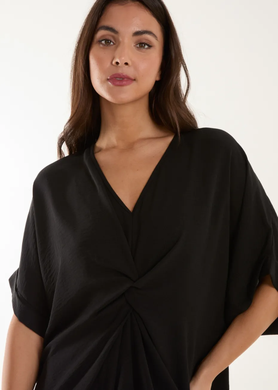Blue Vanilla Black Twist Front Tunic Dress