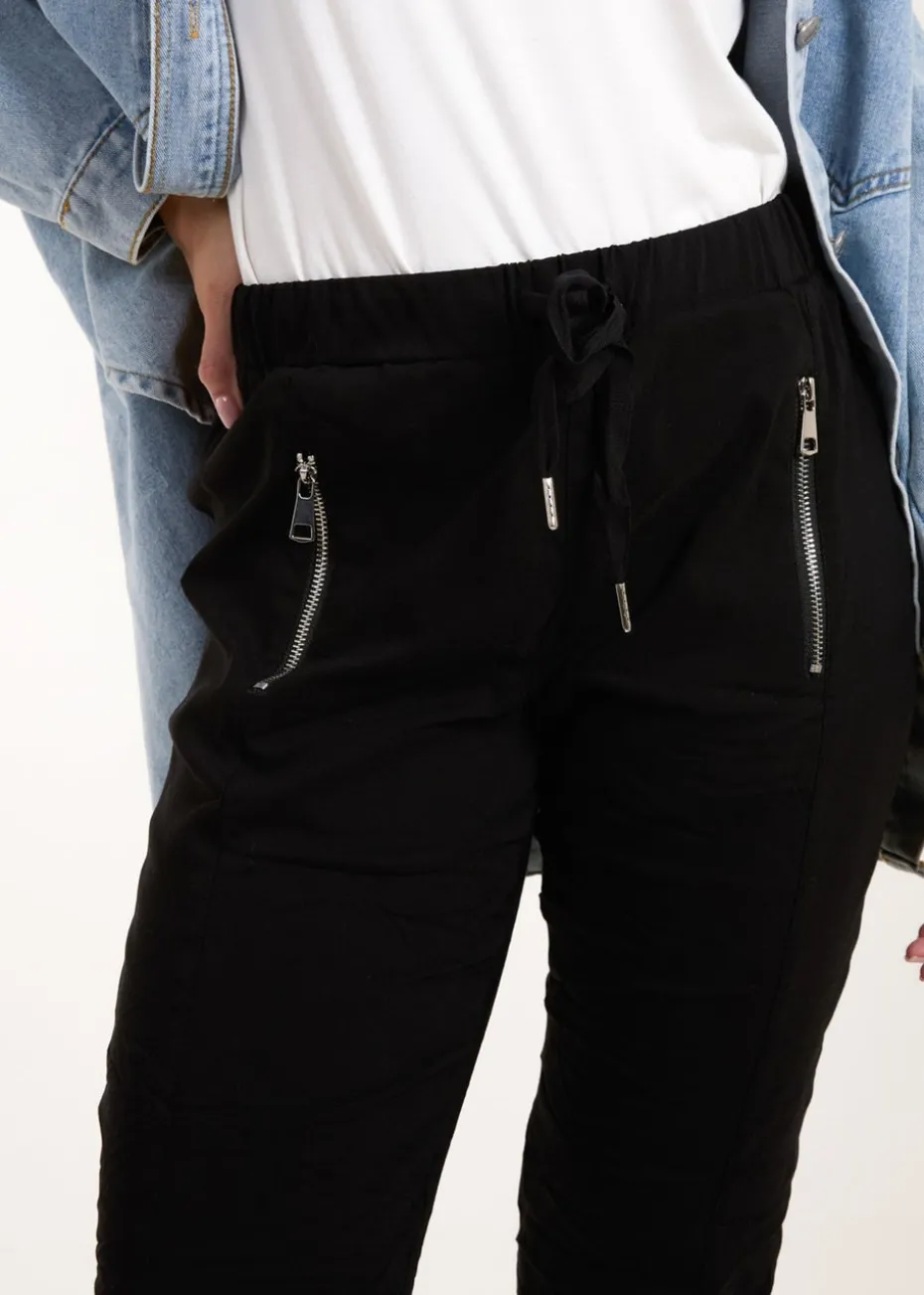 Blue Vanilla Black Zip Drawstring Trousers