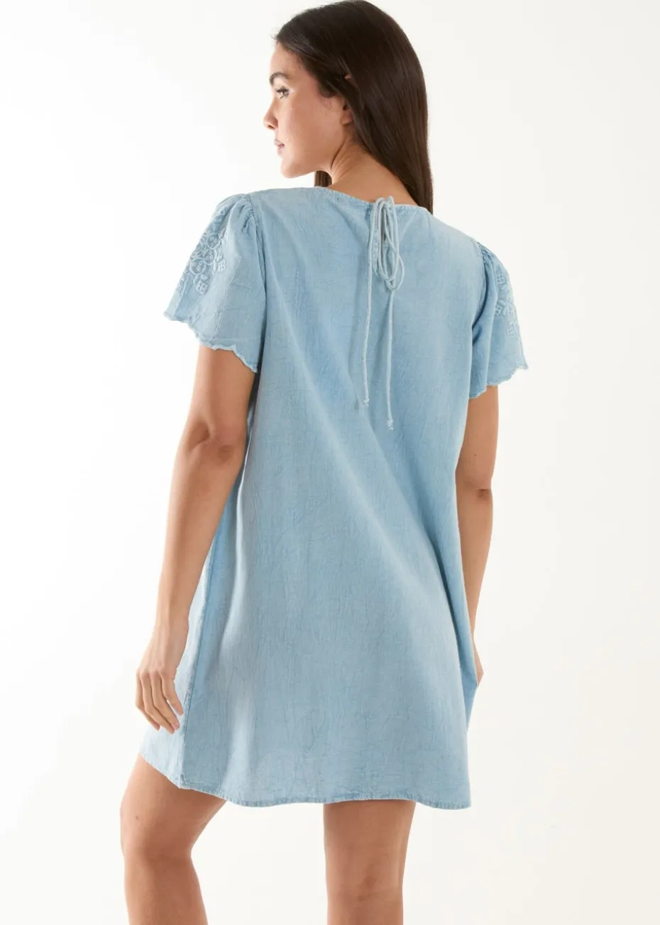 Blue Vanilla Blue Embroidered Mini Dress
