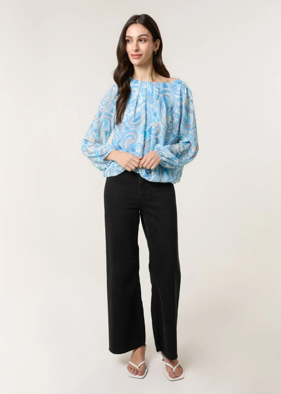 Blue Vanilla Blue Watercolour Paisley Top