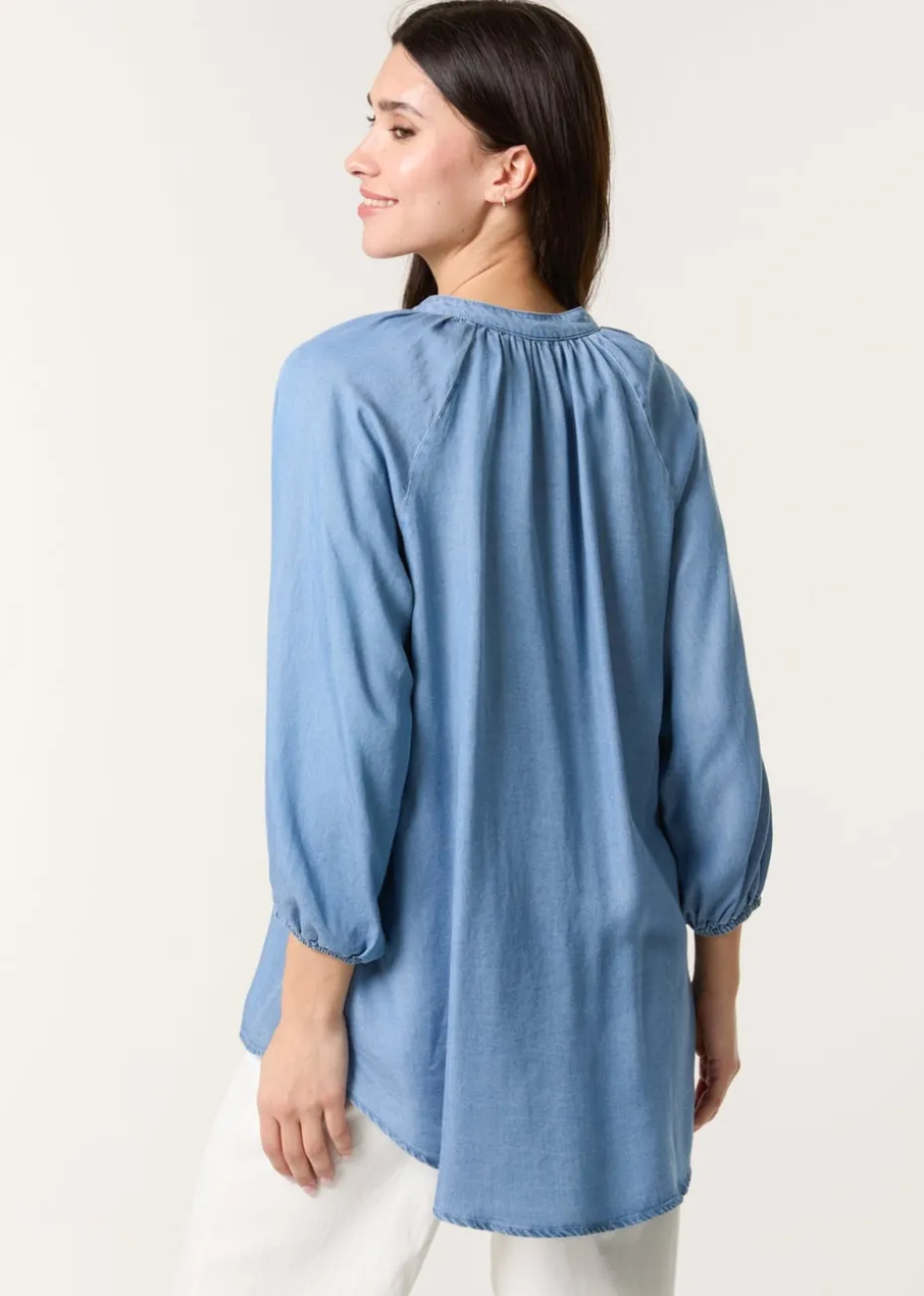 Blue Vanilla Denim Button Front Denim Blouse