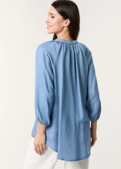 Blue Vanilla Denim Button Front Denim Blouse
