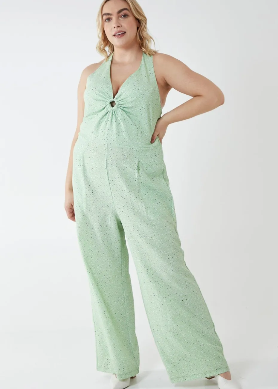 Blue Vanilla Green Curve Halter Neck Culotte Green Jumpsuit