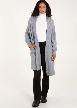 Blue Vanilla Grey Cable Knit Cardigan