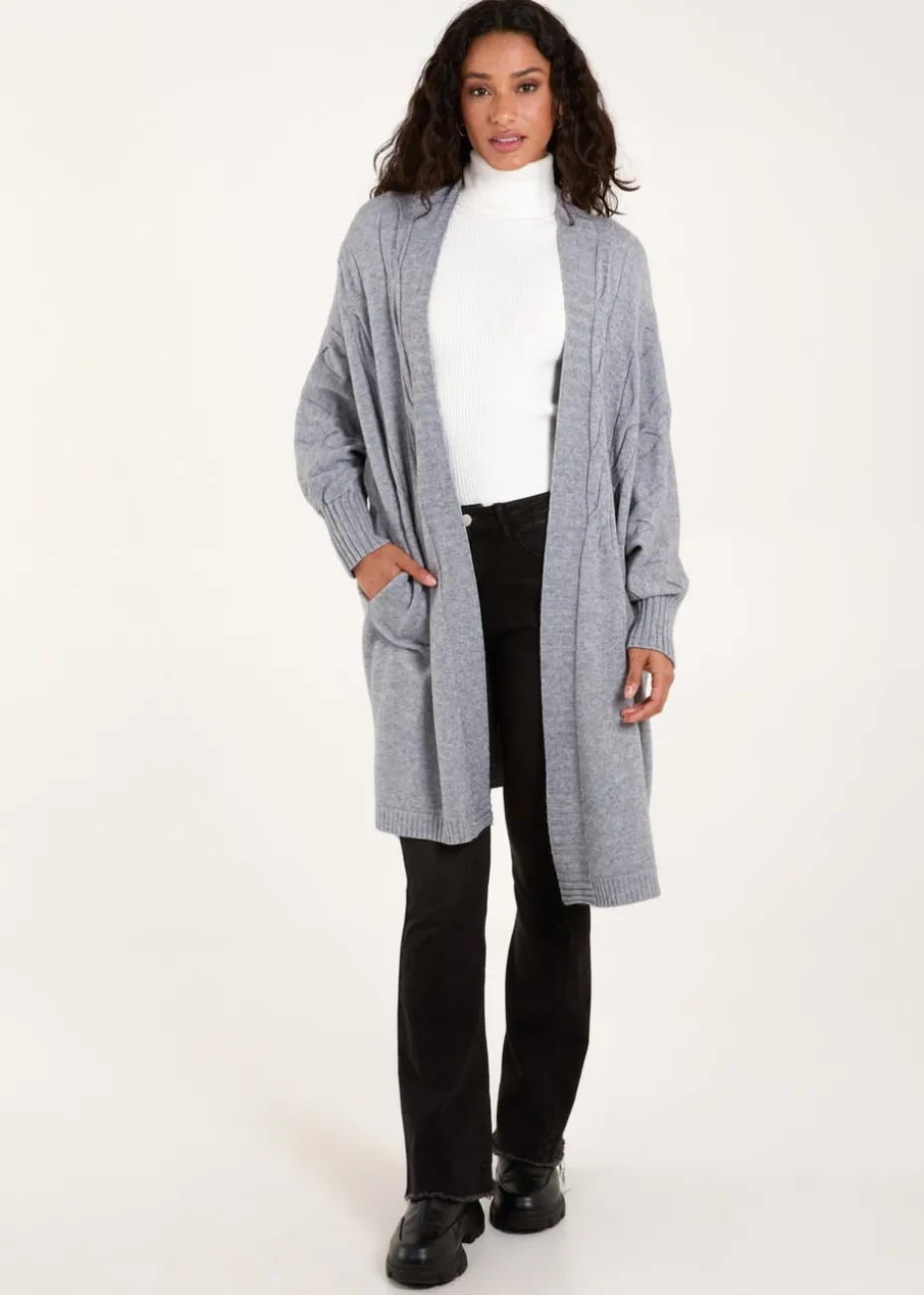 Blue Vanilla Grey Cable Knit Cardigan