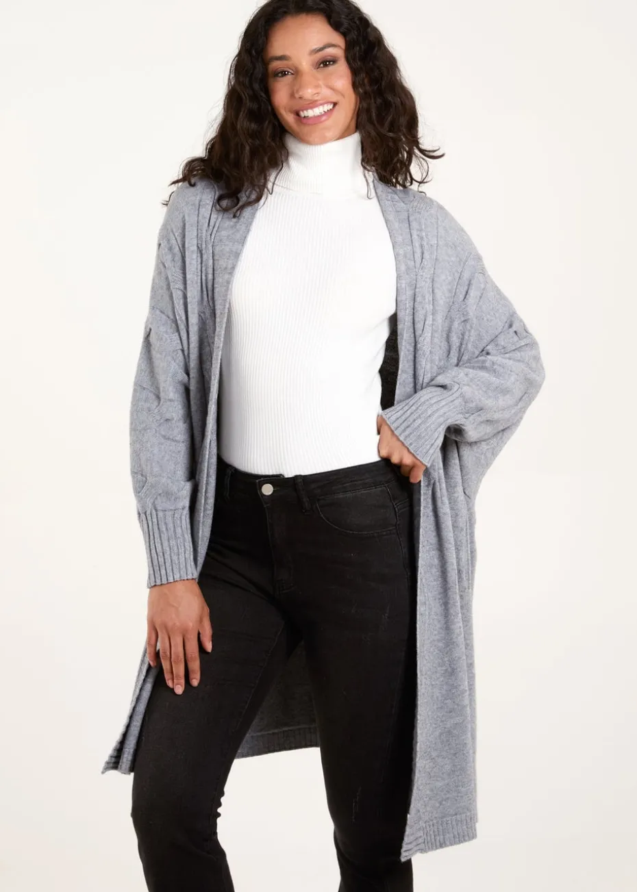 Blue Vanilla Grey Cable Knit Cardigan