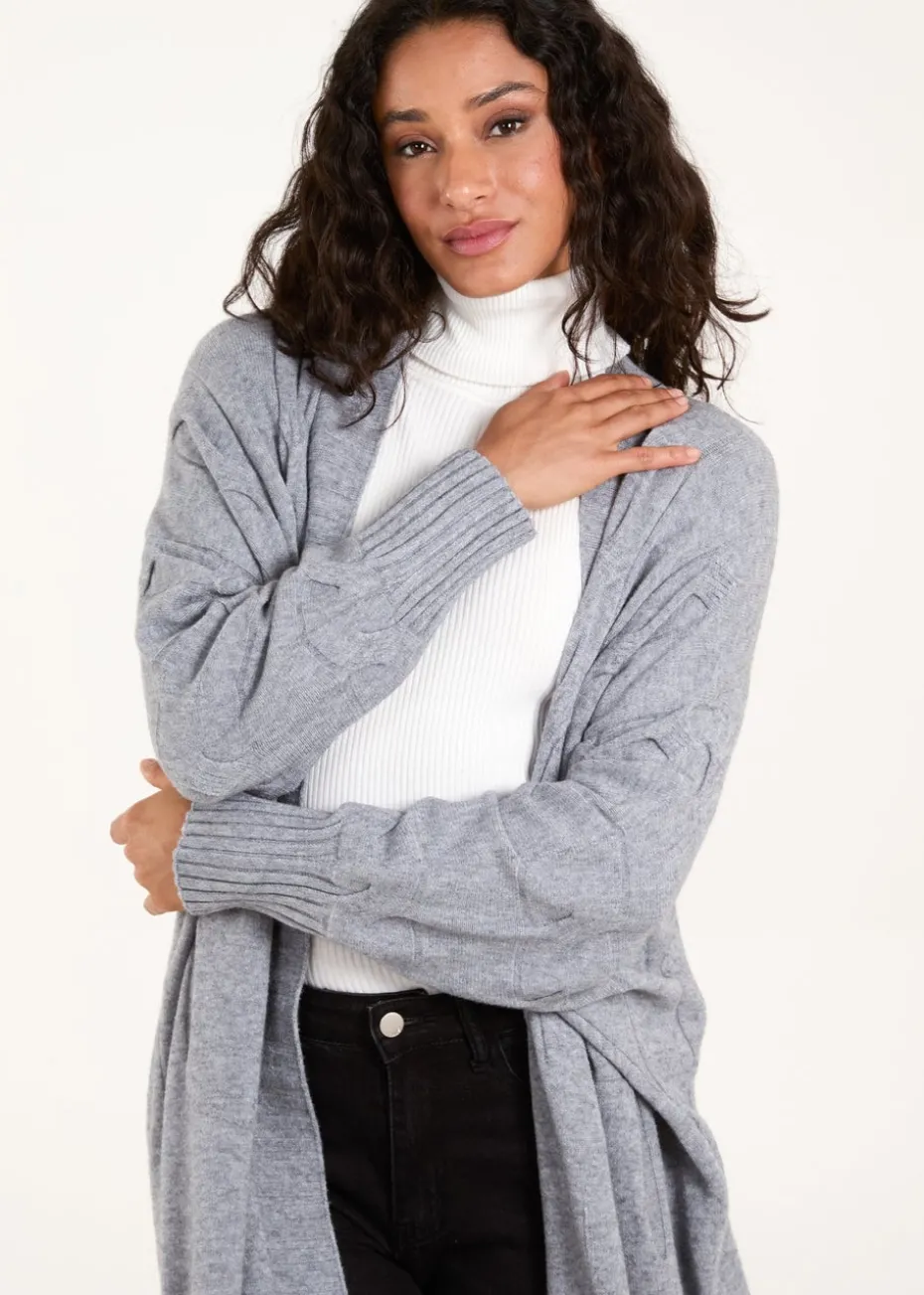 Blue Vanilla Grey Cable Knit Cardigan