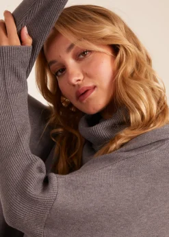 Blue Vanilla Grey High Neck Boxy Jumper