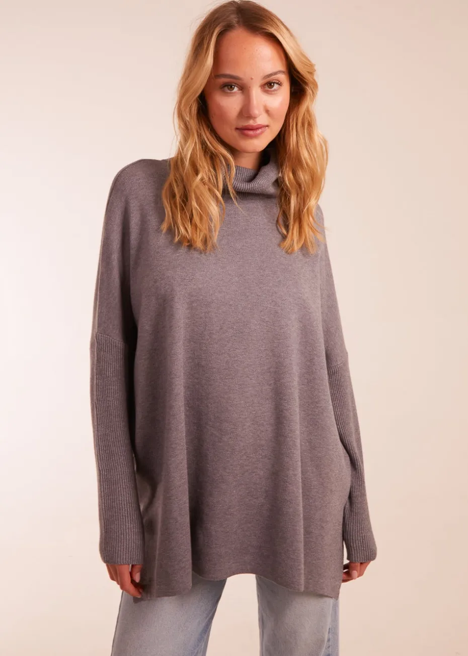 Blue Vanilla Grey High Neck Boxy Jumper