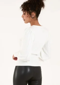 Blue Vanilla Ivory Balloon Sleeve Knit Jumper