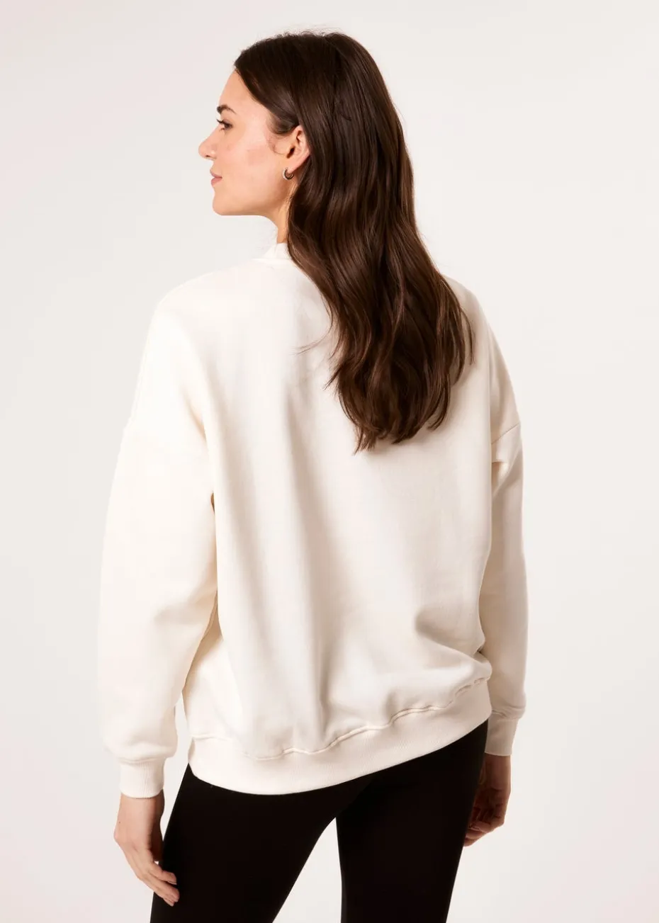 Blue Vanilla Ivory Weekend Denim Applique Sweatshirt