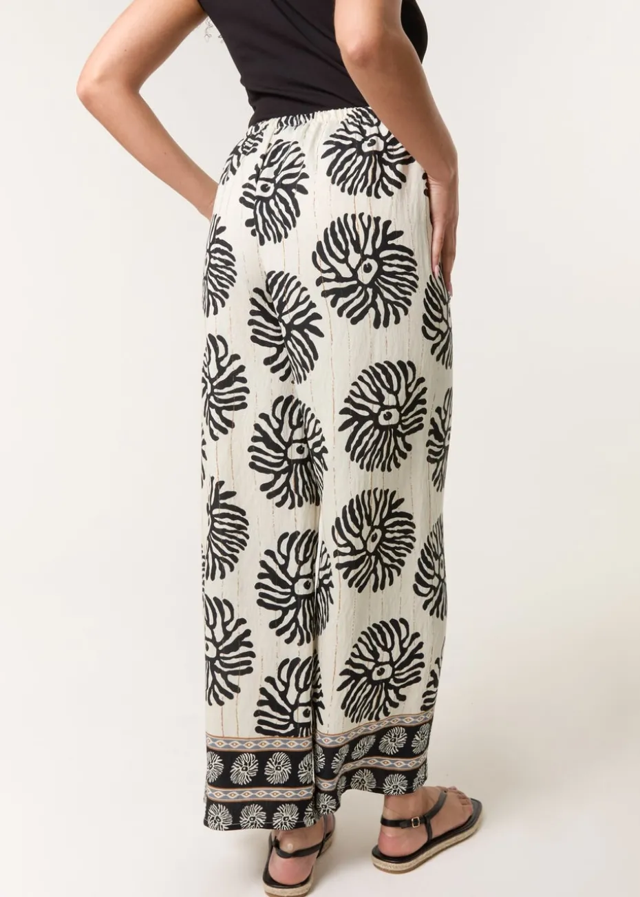 Blue Vanilla Khaki Printed Elasticated Trousers