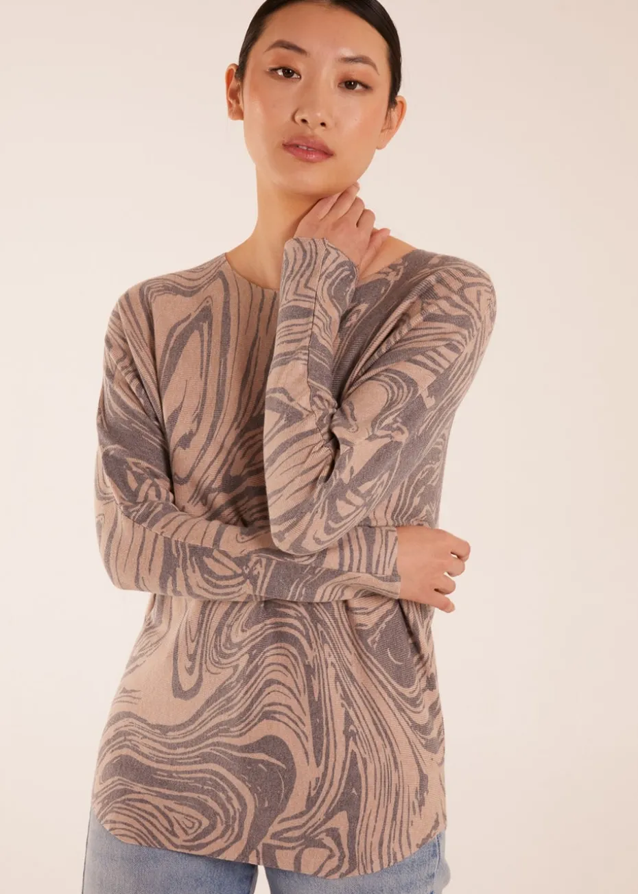 Blue Vanilla Mocha Geometric Swirl Print Jumper