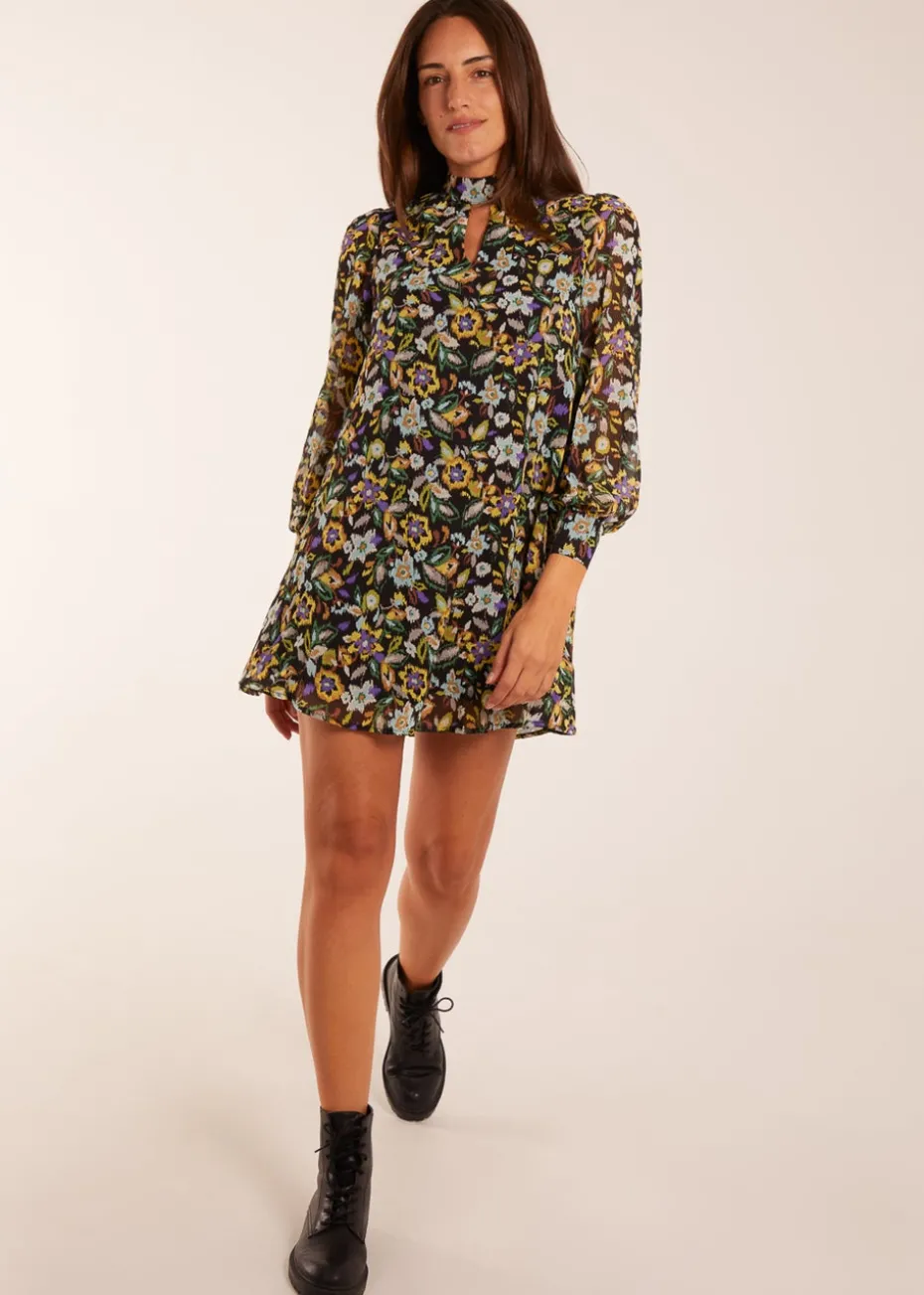 Blue Vanilla Multi High Neck Swing Dress
