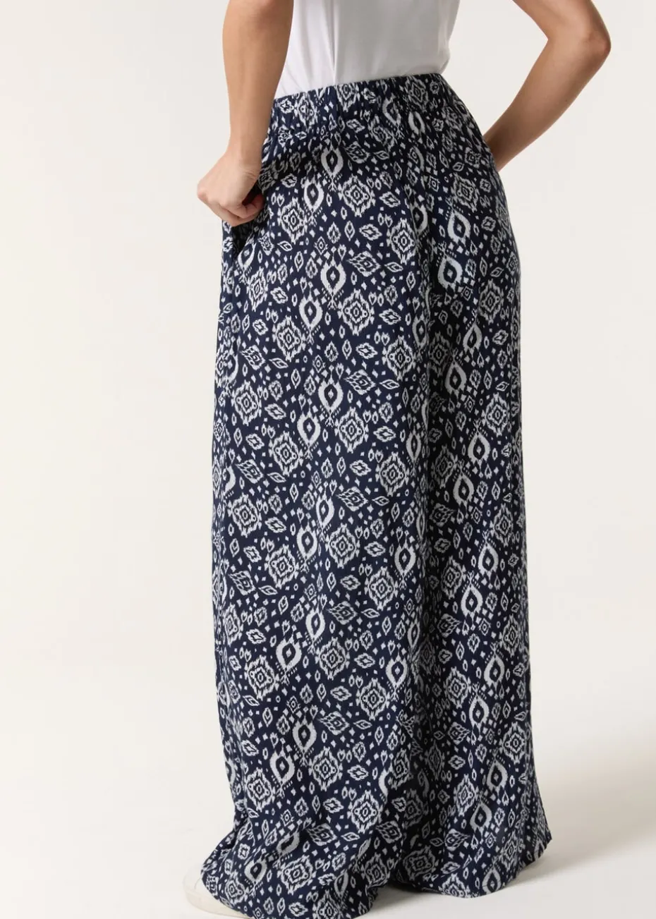 Blue Vanilla Navy Printed Elastic Waist Trouser