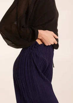 Blue Vanilla Navy Wide Leg Pleated Trousers