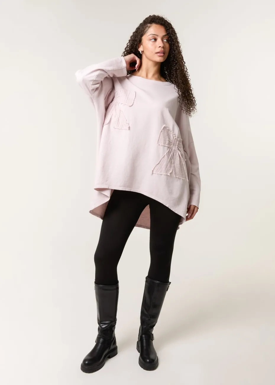 Blue Vanilla Pink Lace Bow Sweat Top