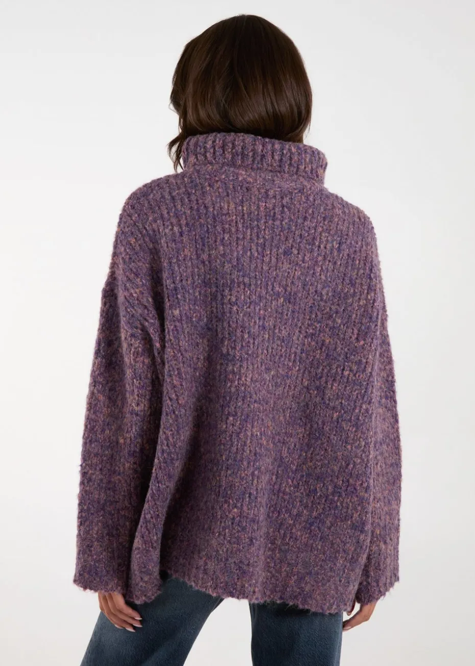 Blue Vanilla Purple Turtle Neck Specked Jumper