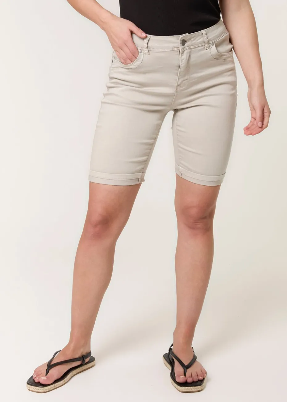 Blue Vanilla Sand Denim Knee Length Shorts
