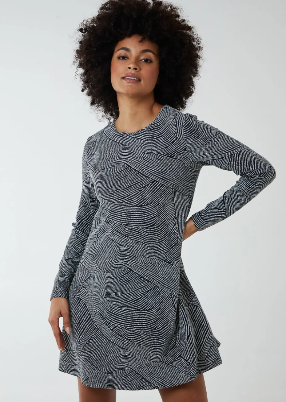 Blue Vanilla Silver Lurex Swing Mini Dress