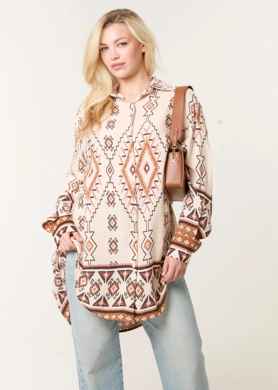Blue Vanilla Stone Shirt With Geometric Print
