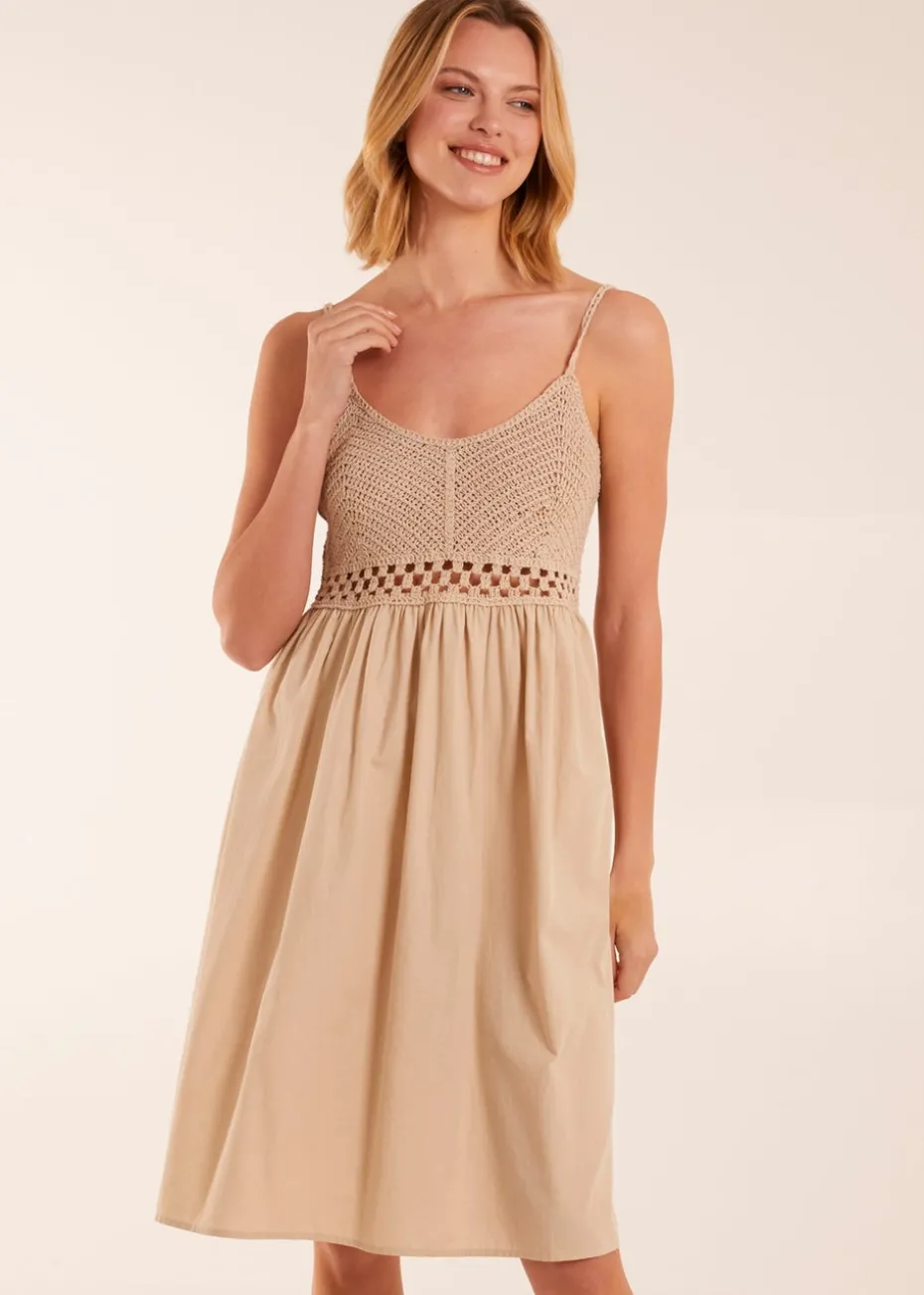 Blue Vanilla Stone Strap Midi Cami Dress Crochet