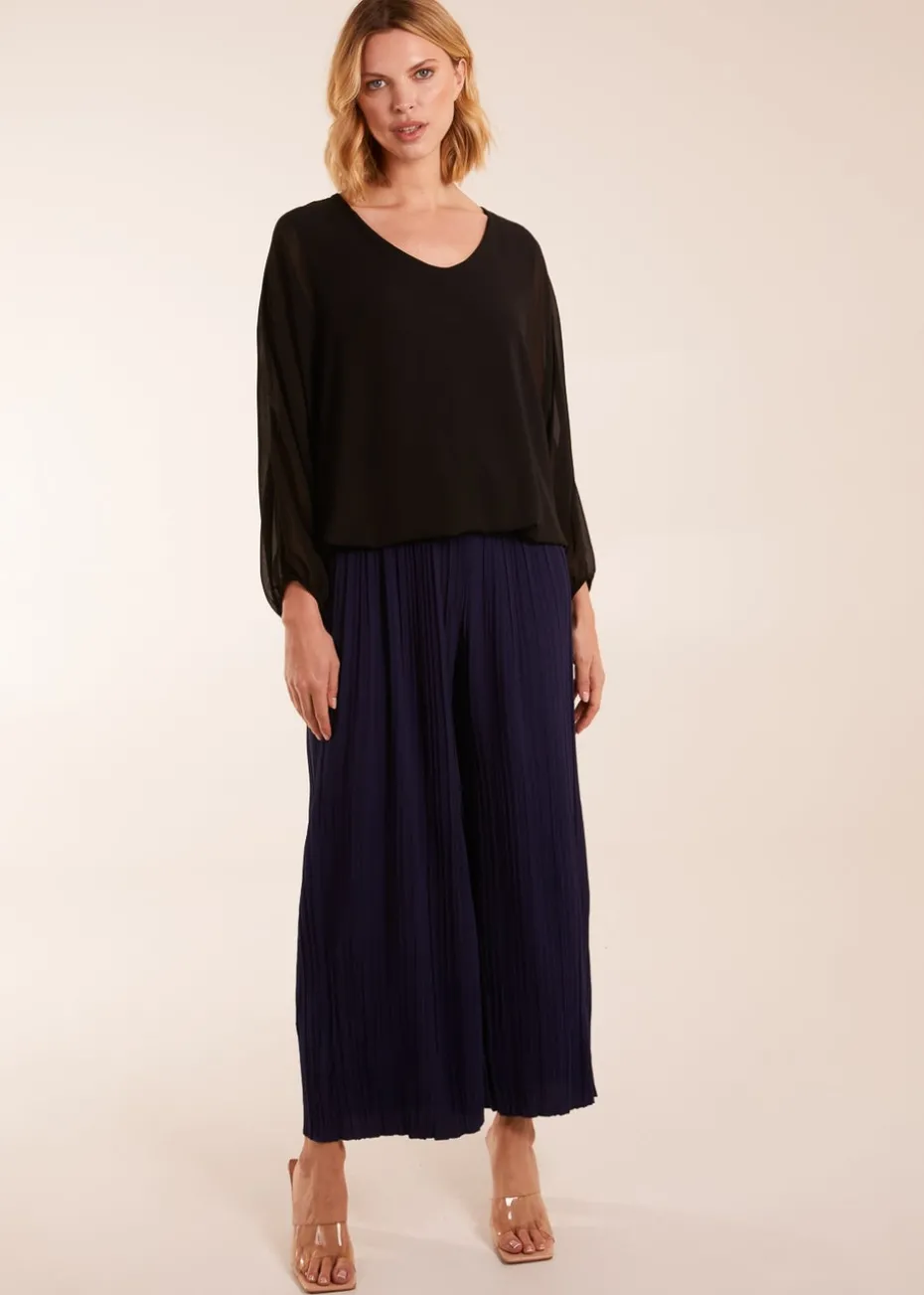 Blue Vanilla Wide Leg Pleated Trousers