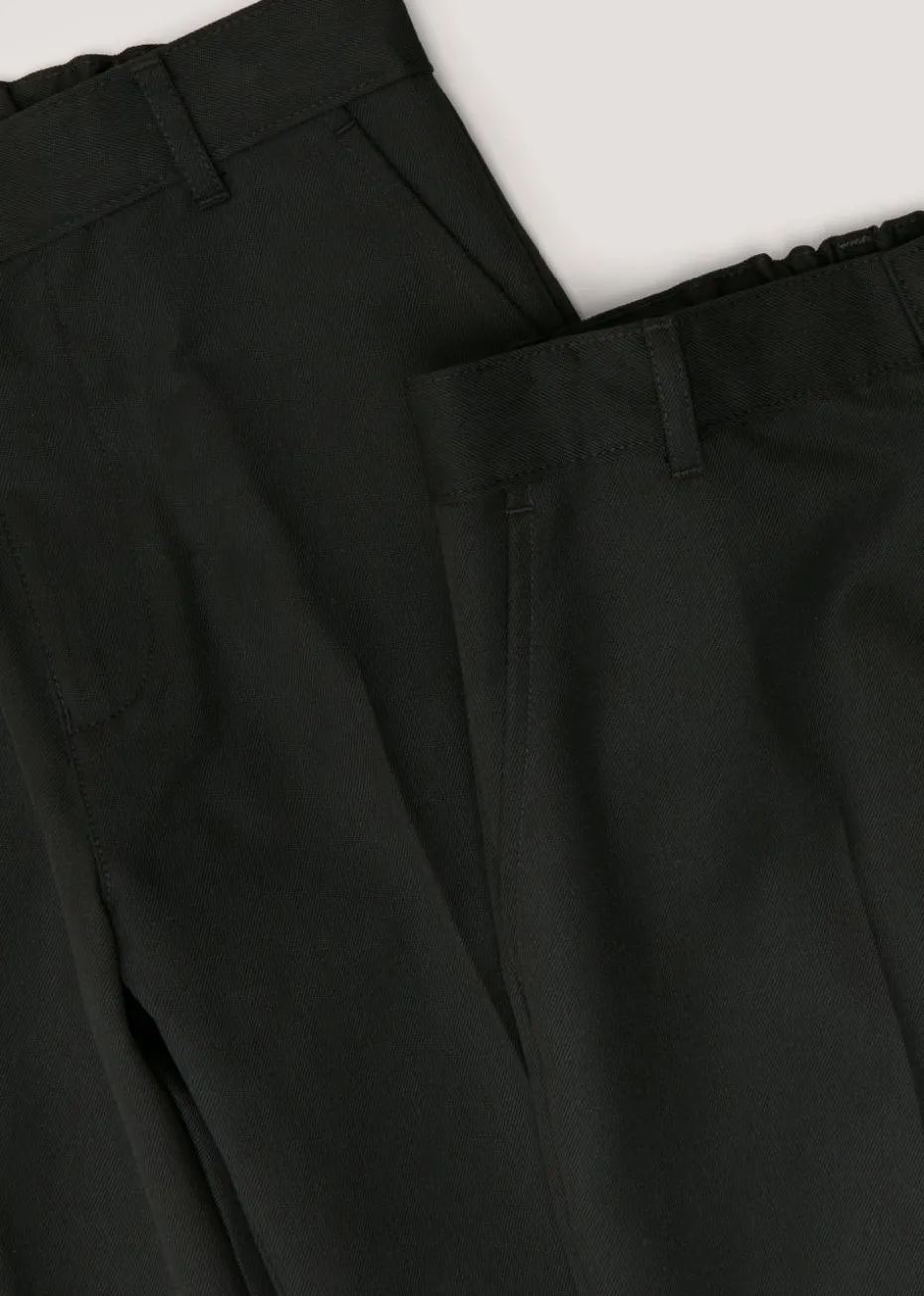 Boys 2 Pack Black Classic Fit Long Length School Trousers (3-16yrs)