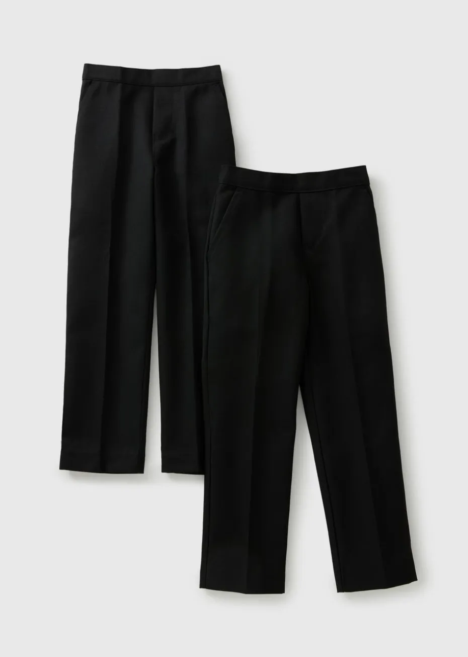 Boys 2 Pack Black Slim Fit School Trousers (3-16yrs)