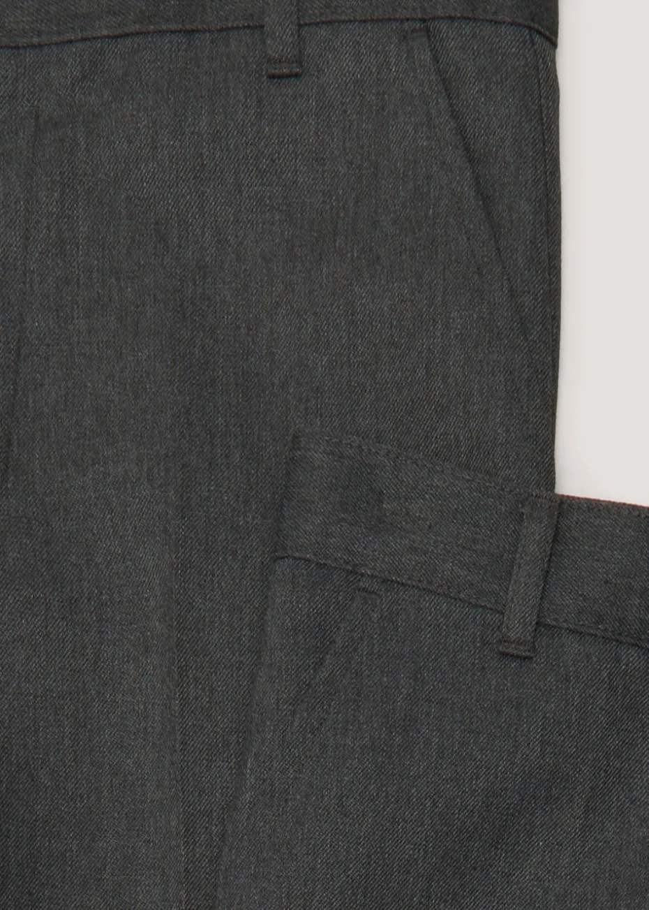 Boys 2 Pack Grey Slim Fit Long Length School Trousers (3-16yrs)