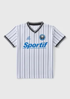 Boys Black & White 90s Football T-Shirt (7-15yrs)