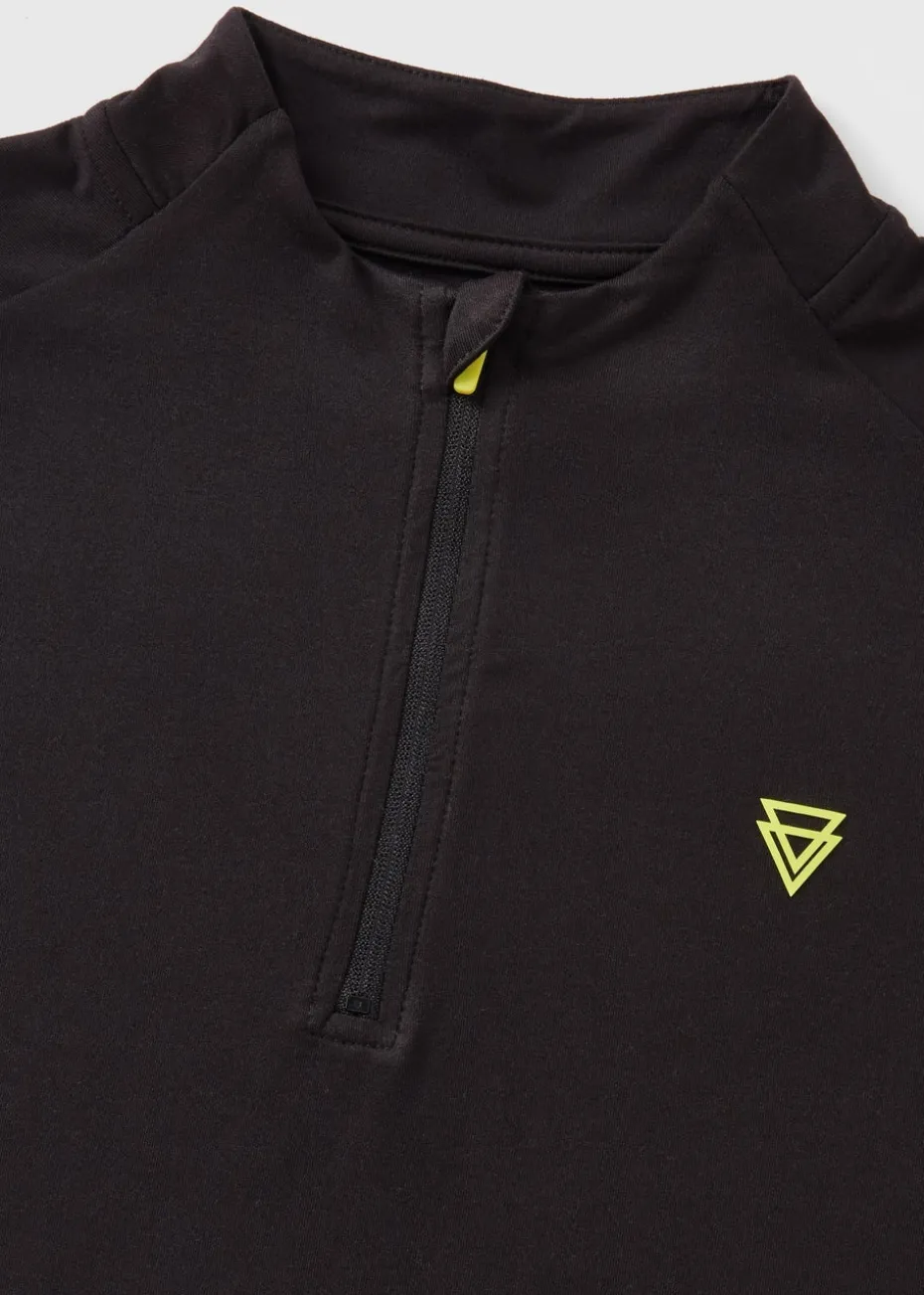 Boys Black Half Zip Sports Top (7-15yrs)