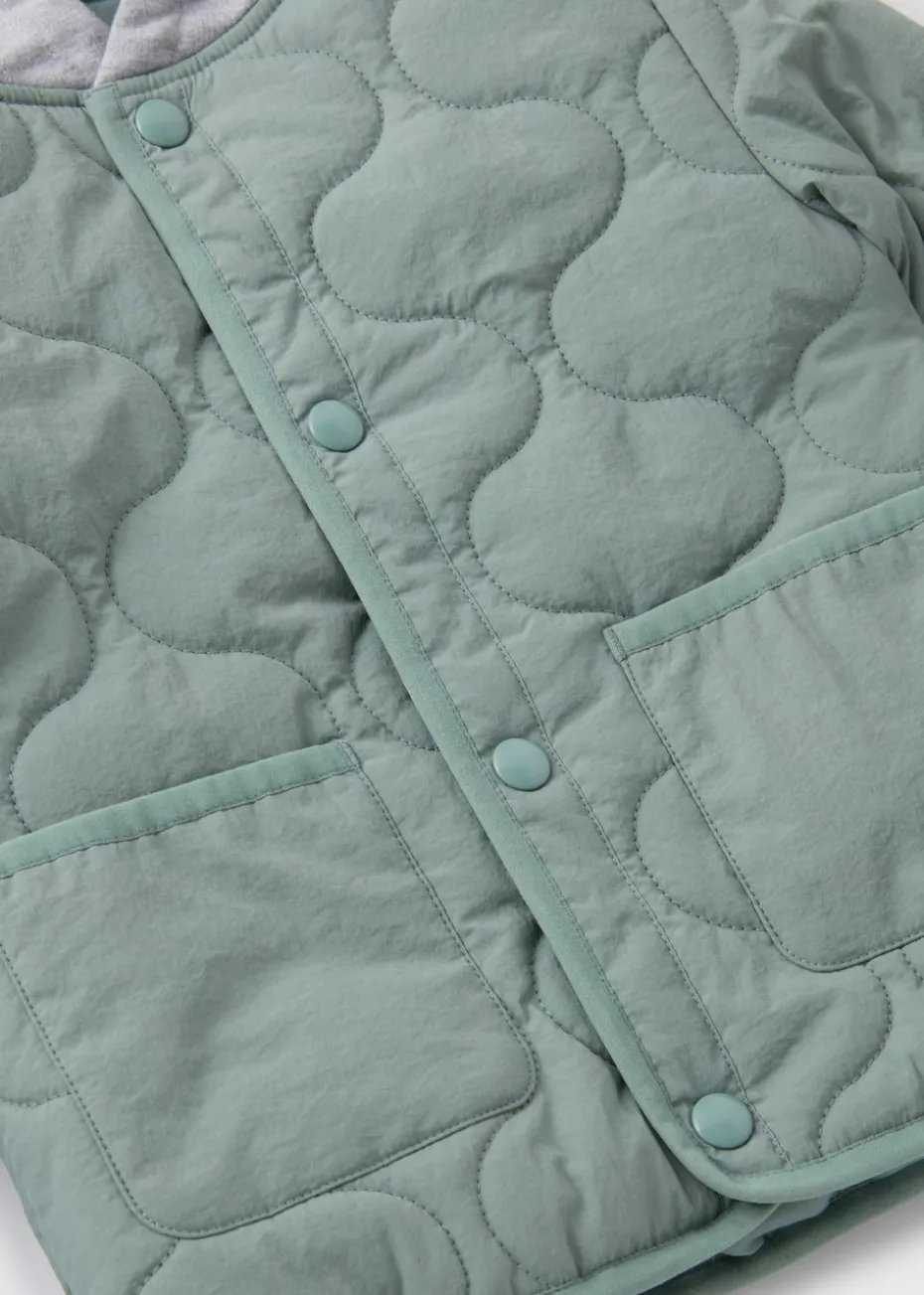 Boys Green Quilted Jersey Hooded Jacket (1-7yrs)