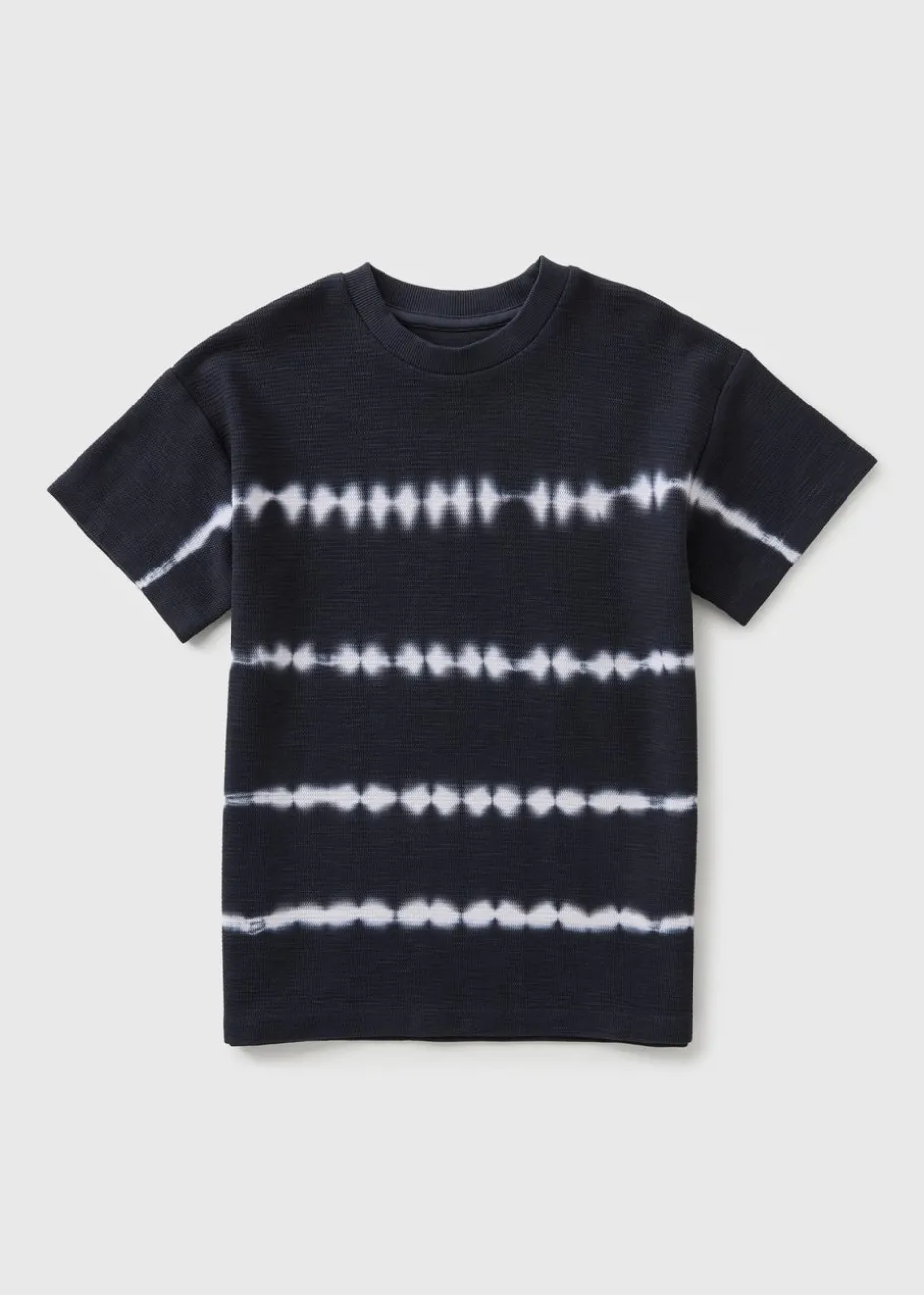 Boys Navy Waffle Tie Dye Top (7-15yrs)