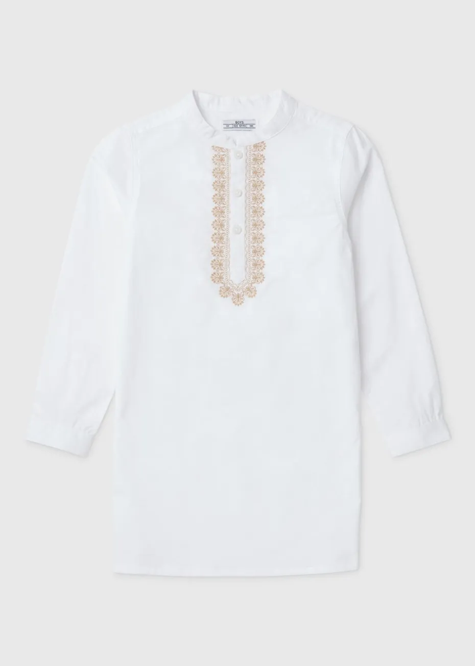 Boys White Eid Kurta Shirt (7-13yrs)