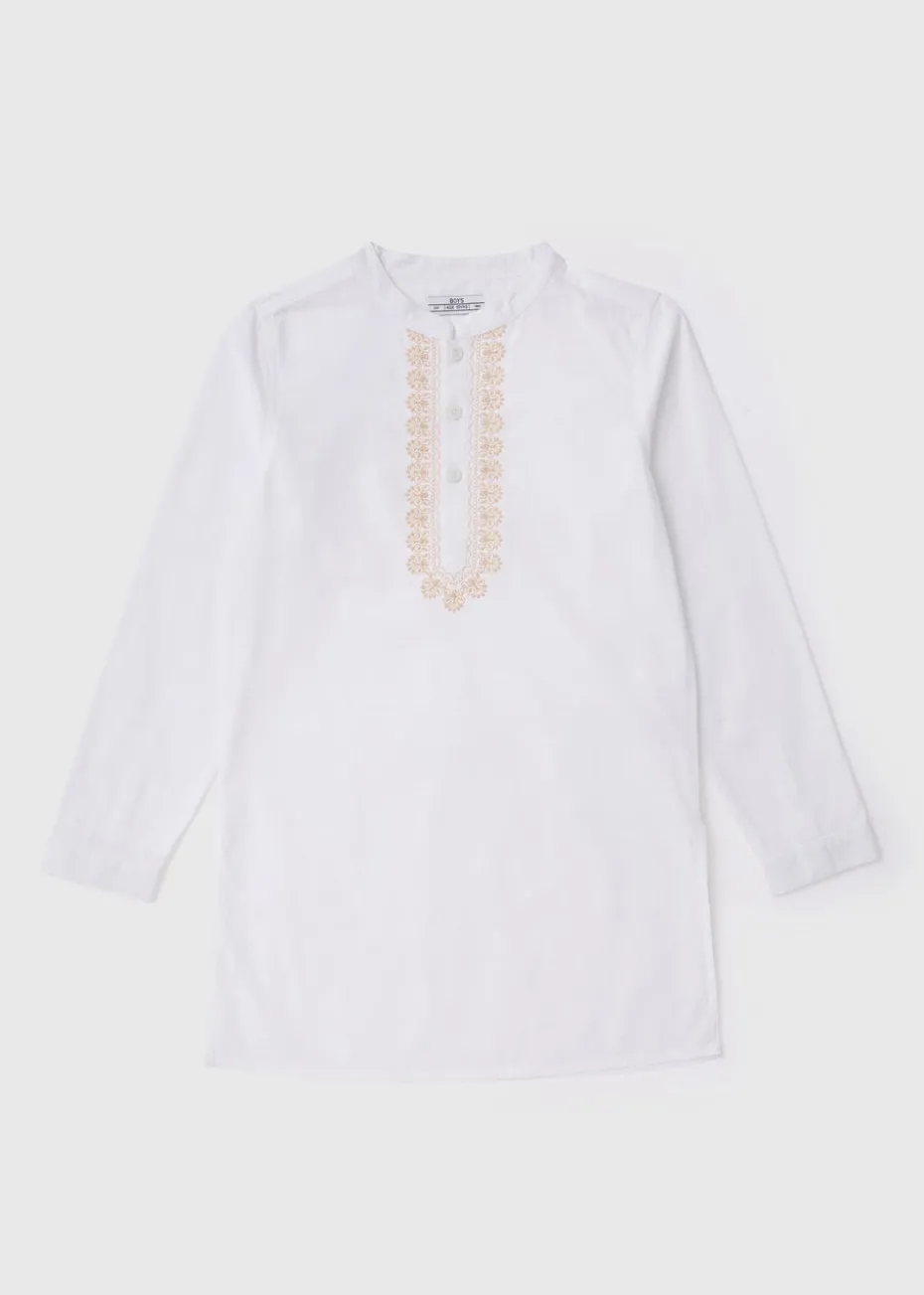 Boys White Eid Kurta Shirt (1-7yrs)