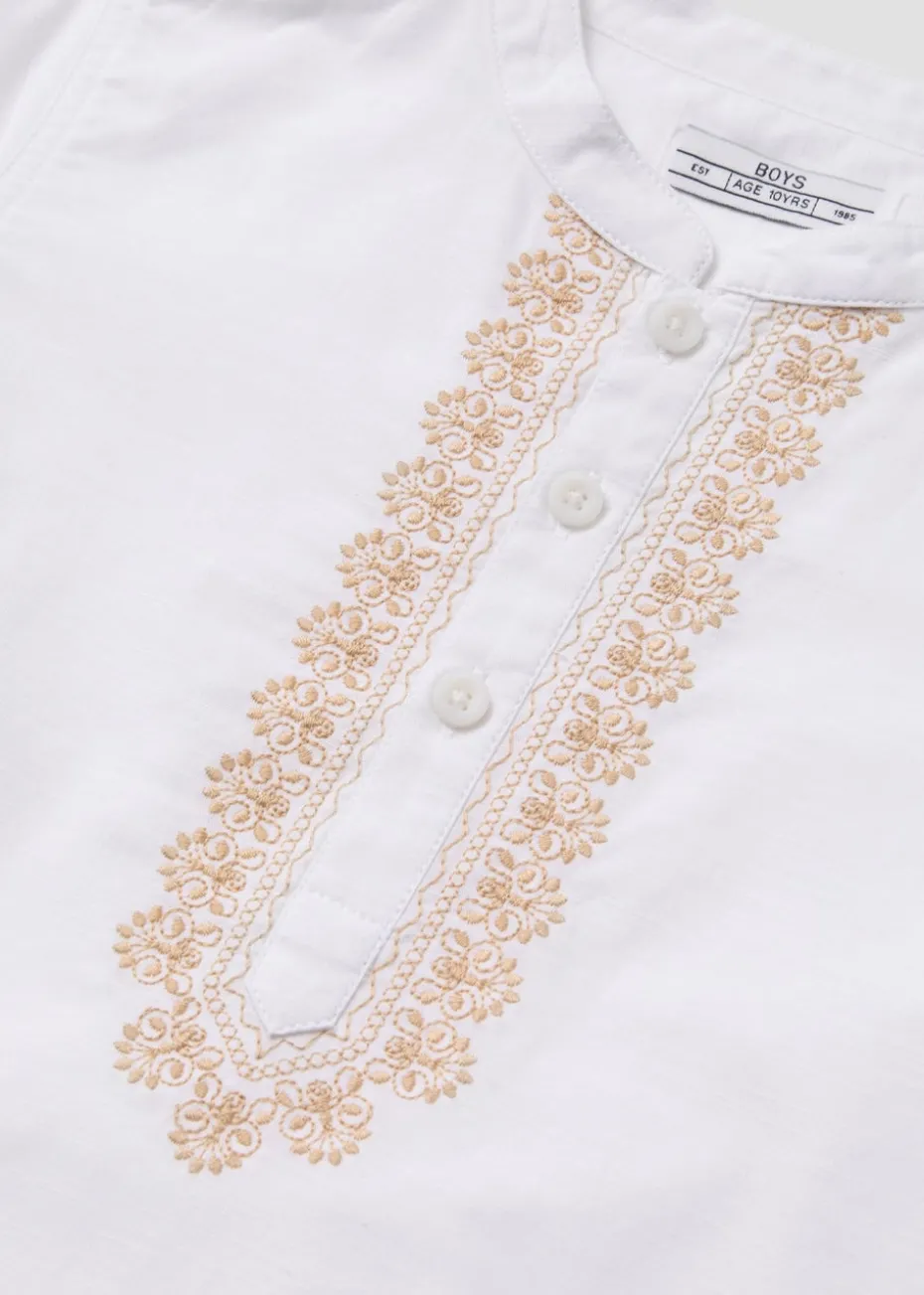 Boys White Eid Kurta Shirt (1-7yrs)