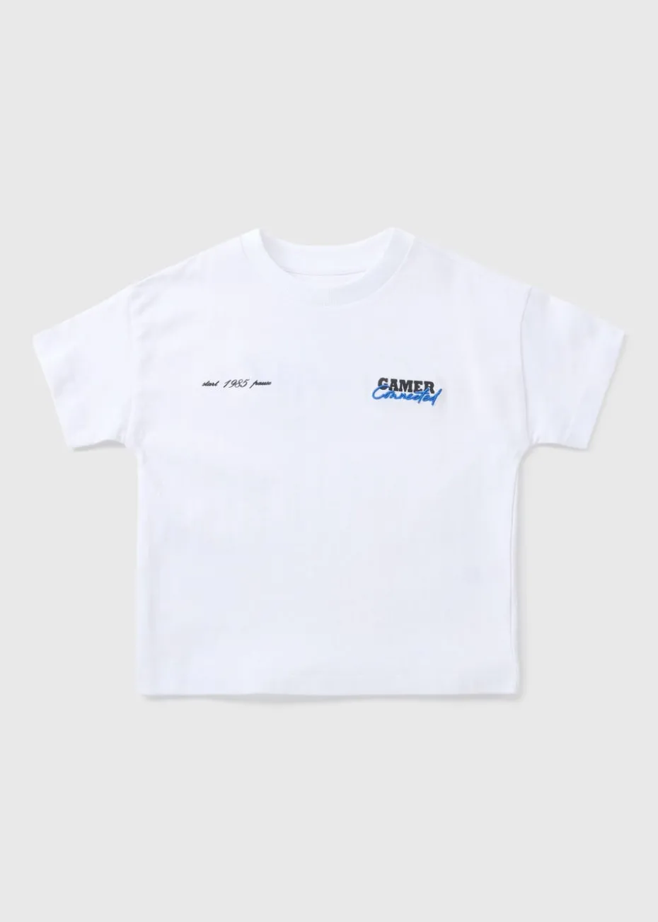 Boys White Gamer T-Shirt (1-7yrs)
