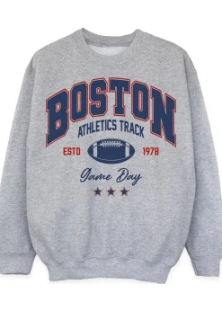 Brands In Boston Athletics Track Kids Heather Grey Sweatshirt (3-13 Years)
