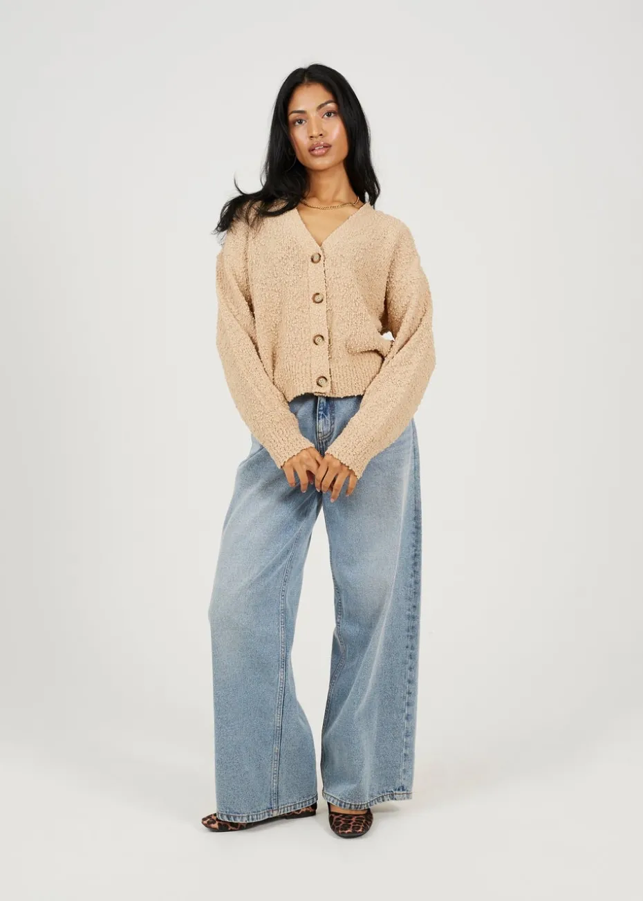 Brave Soul Beige Textured Knit Cardigan