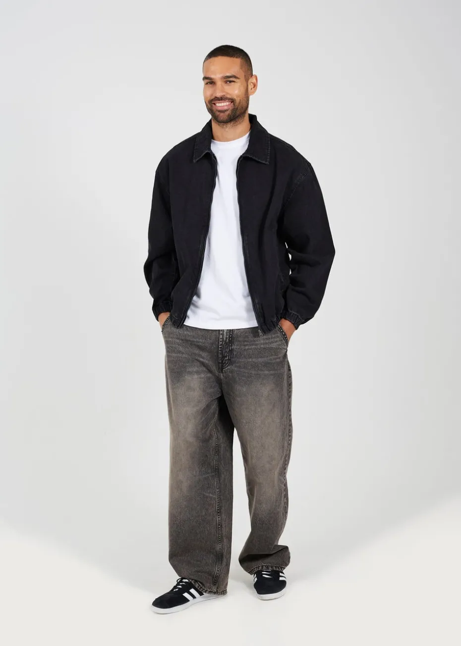 Brave Soul Black Oversized Denim Bomber Jacket