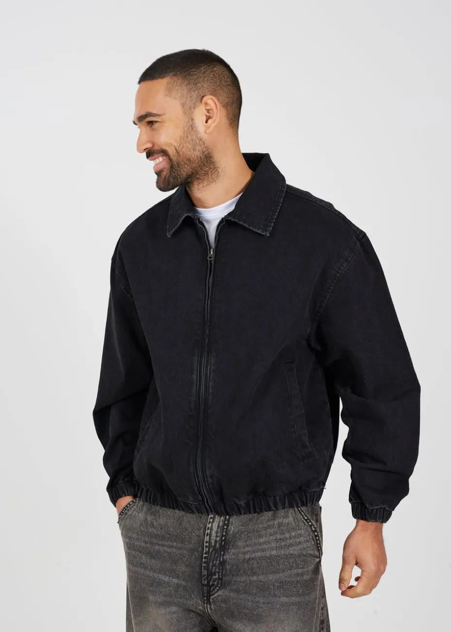 Brave Soul Black Oversized Denim Bomber Jacket