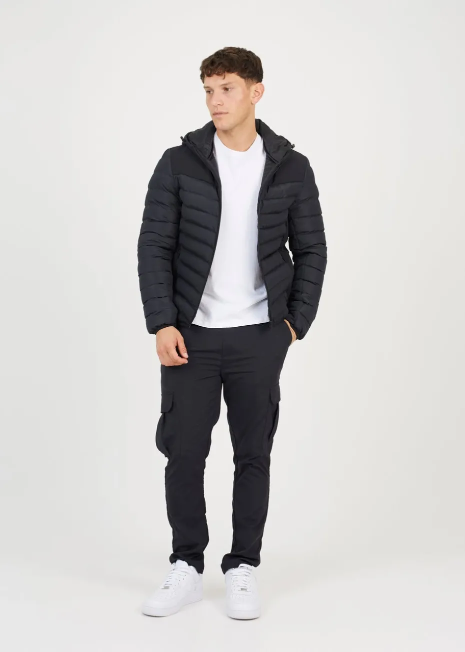 Brave Soul Black Padded Soft Shell Hooded Jacket
