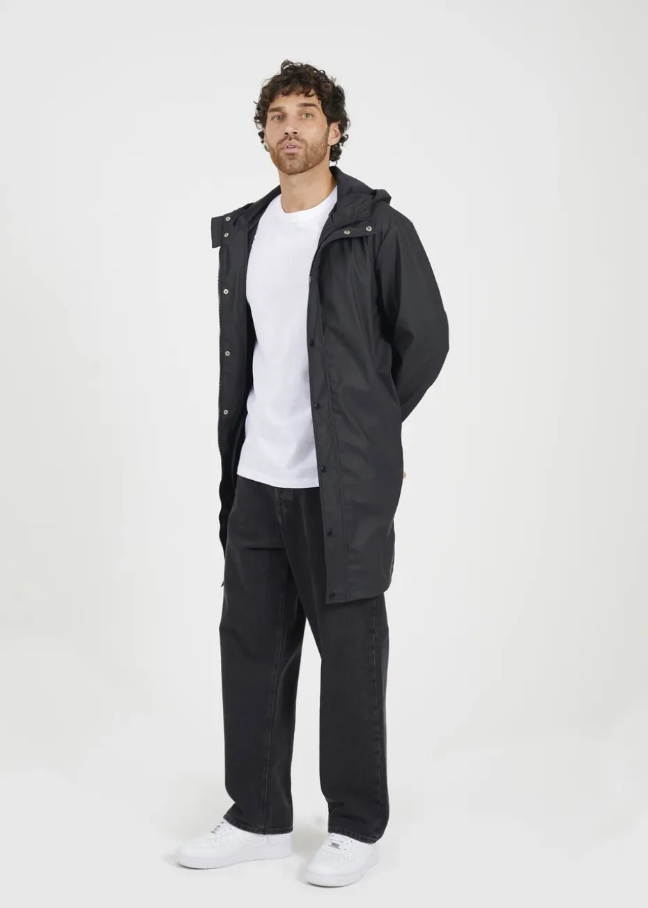 Brave Soul Black Rubberised Hooded Parka Style Jacket