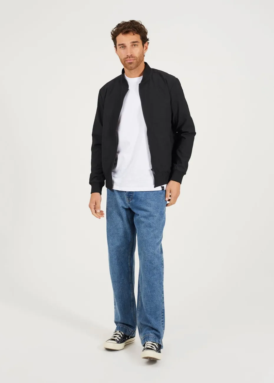 Brave Soul Black Seersucker Bomber Jacket