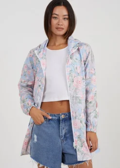 Brave Soul Blue Lightweight Showerproof Hooded Mac
