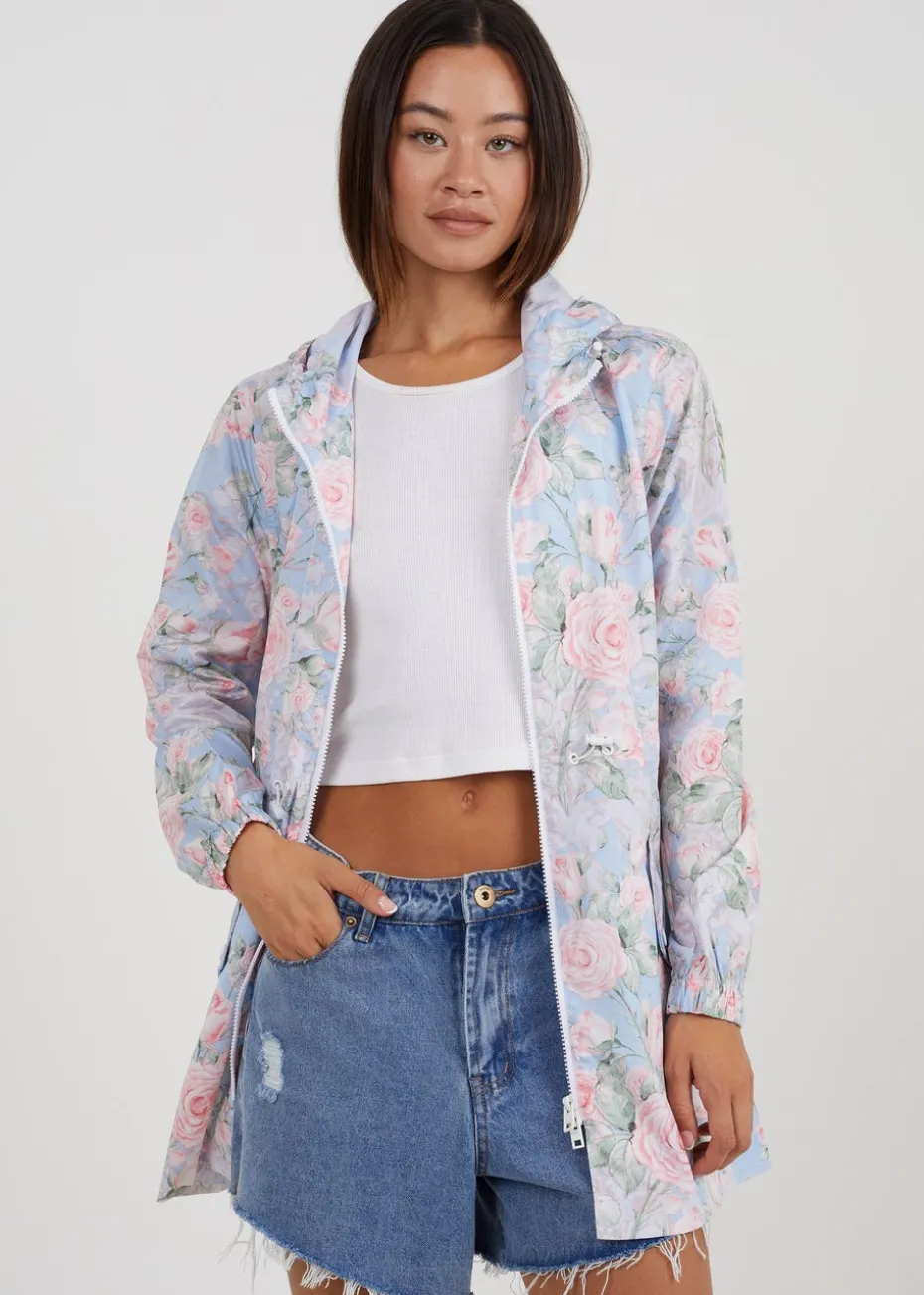 Brave Soul Blue Lightweight Showerproof Hooded Mac